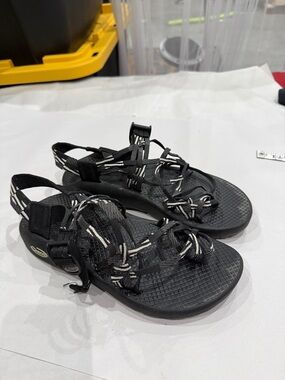 Chaco Black Sandals with White Accent Cords